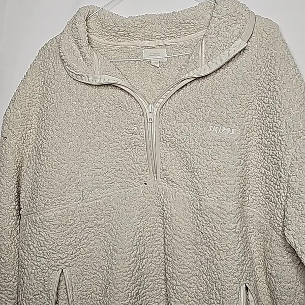 Skims fleece quarter zip cozy pull over white sweatshirt sz Large - Image 3
