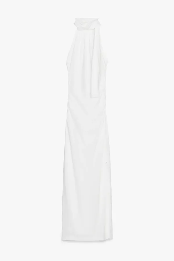 Zara White Halter Maxi Dress wedding party evening coctail fitted bodycon - Image 6