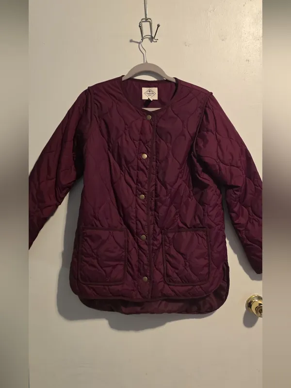 St. John's Bay Quilted Wine-Red Puffer Jacket - Image 2