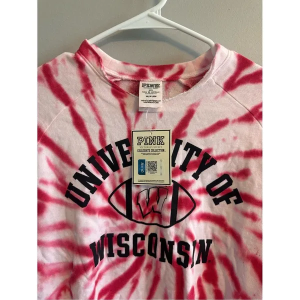 PINK‎ Victoria's Secret Wisconsin Tie Dye Cropped Sweatshirt XS NWT - Image 5