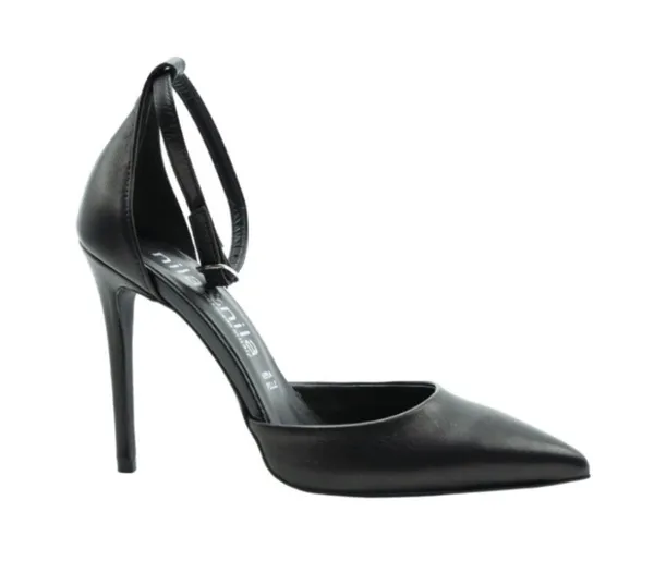 Nila & Nila Black Women's Heels Pointed Toe Ankle Strap Stiletto Heel Pumps - Image 2