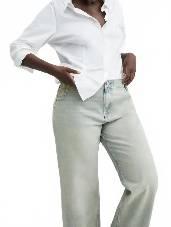 Mango Low-Rise Wideleg Jeans NWT Ines Medium Vintage Blue Size 14 (EUR 46) - Image 5