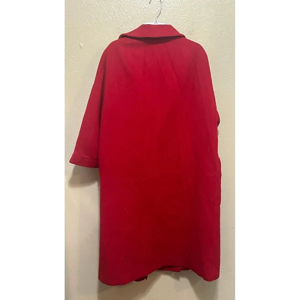 Vintage Red Wool Coat‎ Size 10 Mod 60s Style Above Knee Length - Image 4