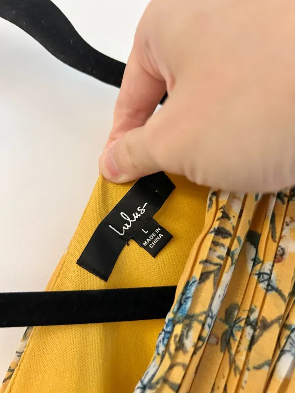 Lulus Such Sophistication Yellow Floral Print Pleated Summer Maxi Dress Size L - Image 8
