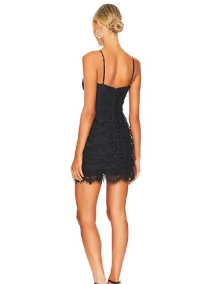NWT For Love and Lemons Kleid Samira Black Lace Mini Dress Size 2X - Image 3