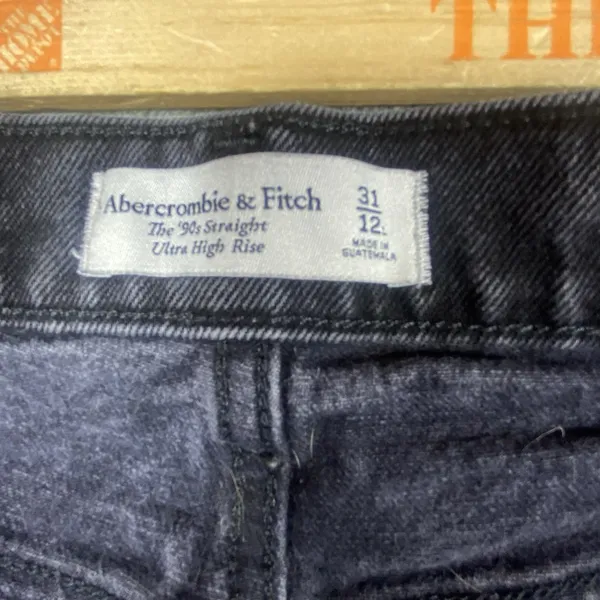 Abercrombie & Fitch 90s Straight Jeans‎ Womens 12/31 Ultra High Rise Rips Fringe - Image 5
