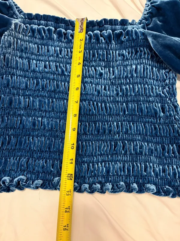 Anthropologie by Anthropologie Velvet Smocked Long Sleeve Crop Top - Image 5