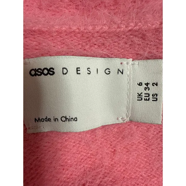 ASOS Pink Fleece Cardigan Short Sleeve T Shirt Shorts Sweater 3 Piece Set Size 2 - Image 8