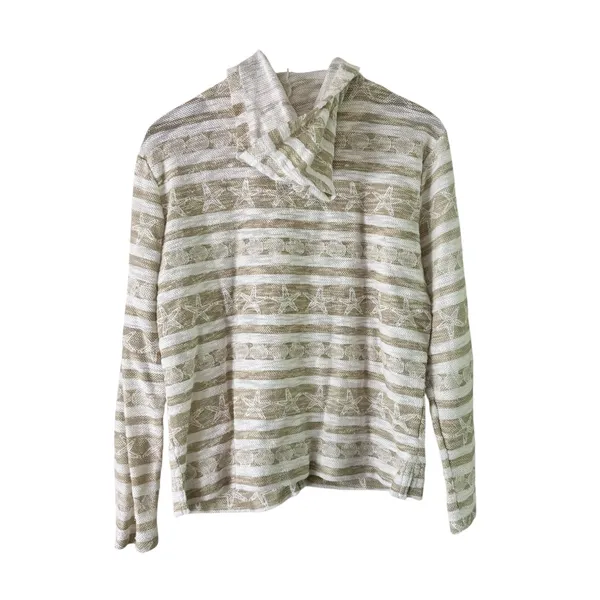 Lulu B Star Print Zip Up Hoodie Beach Cover‎ Up Lightweight Jacket M - Image 5