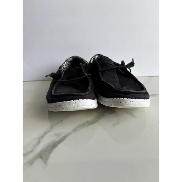 Hey Dude Wendy Basic Black Odyssey Women Size 9 Speckled Sole Canvas Loafers - Image 5