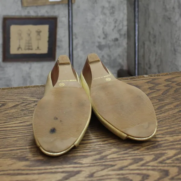 Laura Ashley Womens Vintage Open Toe Wedge Heels 1673ec74573228 Gold Yellow 6M - Image 6