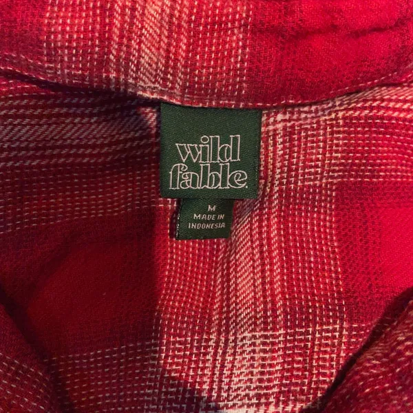Wild Fable Women Red Plaid Flannel Shirt Button Up Long Sleeve Western Shacket M - Image 5