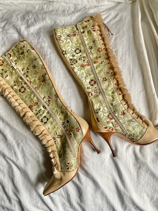 Cole Haan Leather Tapestry Boots - Image 2