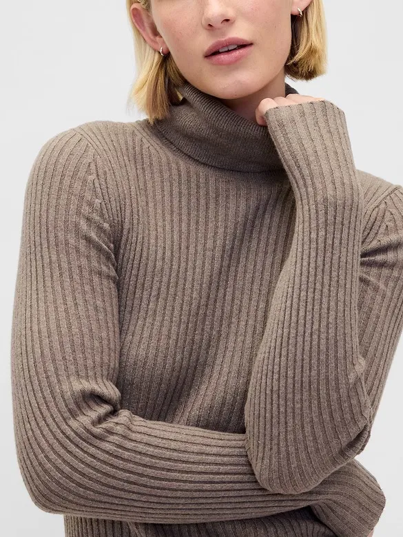 GAP CashSoft Turtleneck Maxi Sweater Dress Toasted Almond Brown NWOT - Image 2