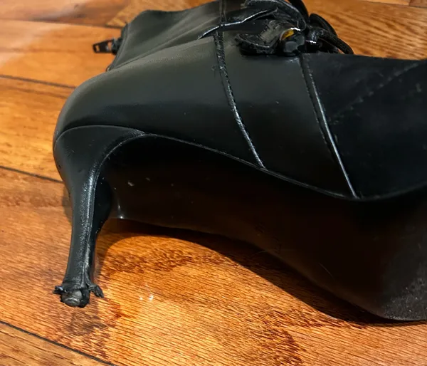 Nine West VTG Y2K Black suede/leather pointed toe with lace Ankle boots 7M - Image 21