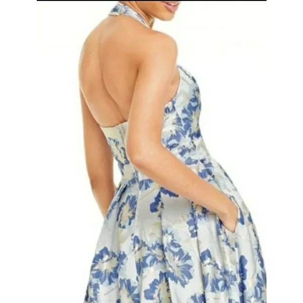 Speechless Blue‎ Metallic Halter Evening Formal Dress Gown Size 0 New with Tags - Image 3