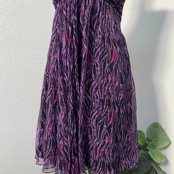 Y2k Express Purple Pink Black Zebra Strapless Mini Dress Animal Print Grunge Emo - Image 3