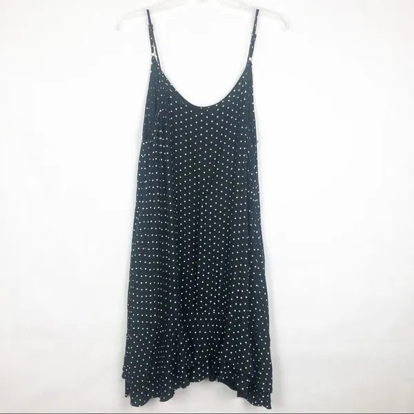Polka Dot Sleeveless Ruffle Hem Tank Dress Size Medium - Image 2