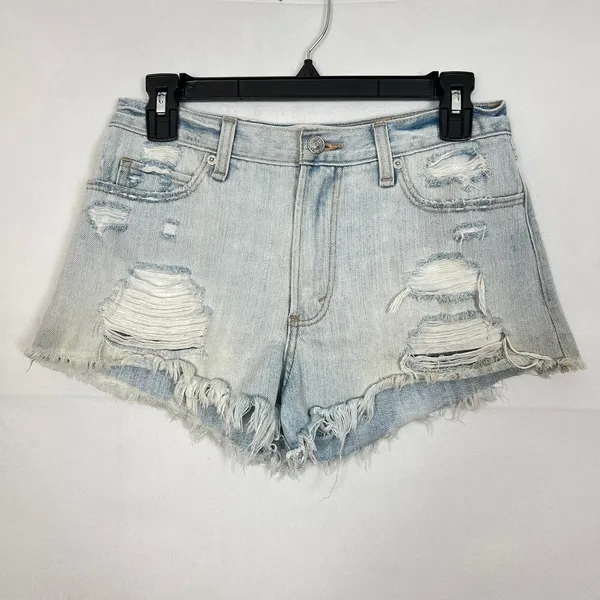 Abercrombie & Fitch High-Rise Distressed Denim Shorts Size 0 - Image 2