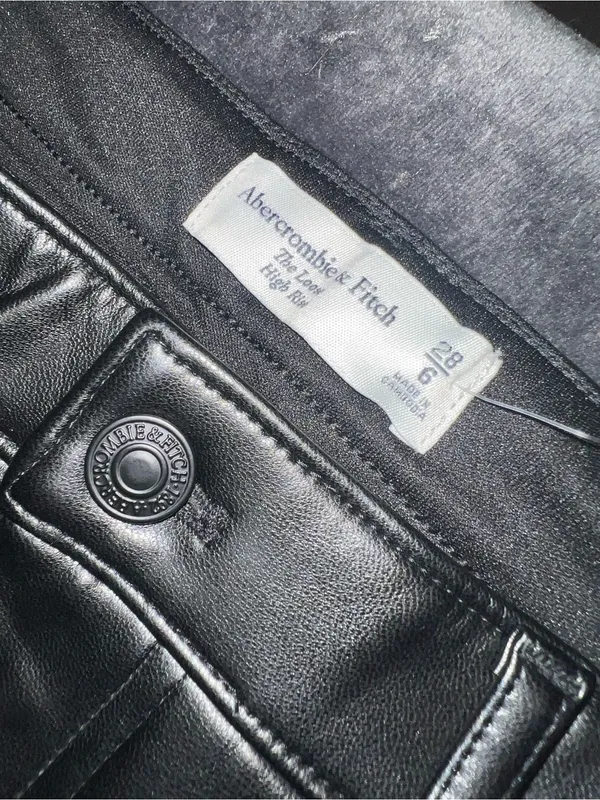 Abercrombie & Fitch Vegan Leather High Rise Loose Pant in Black Size 28 / 6 NWT - Image 13