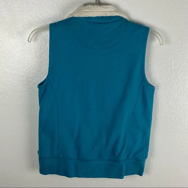 L.L. BEAN Aqua Blue Fleeced Lined Full Zipper Vest Size XS Hiking Outerwear Cozy - Image 2
