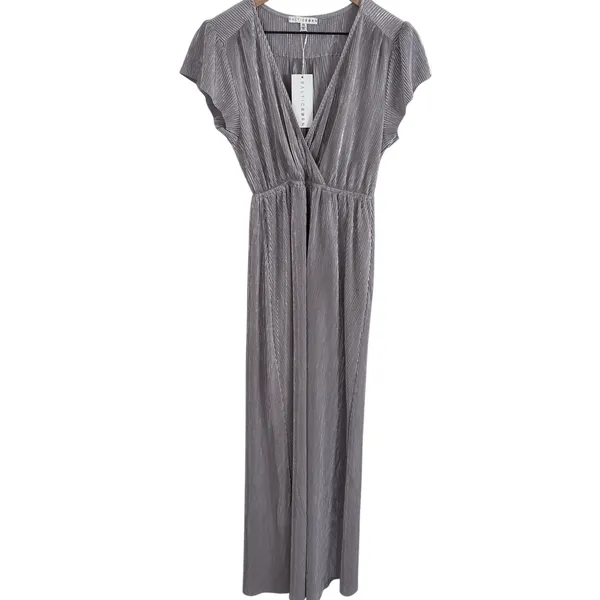 Baltic Born Athena Pleated Maxi Dress Silver Size XS New - Image 2