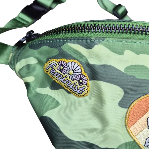 Stoney Clover Lane Fanny Pack Camo Belt Bag Crossbody Feminist Pride Patches 12" - Image 3