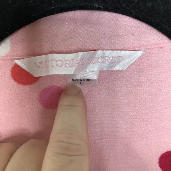 Victoria's Secret Pink Polka Dot Button Down Long Sleeve Pajama Top Large - Image 2