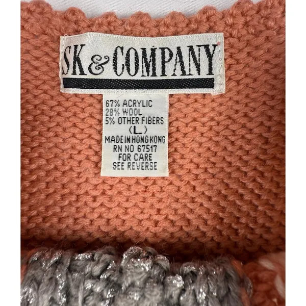 Vintage SK & Company Wool Blend Sweater Size Large Heavy Weight‎ Beaded Unique - Image 3