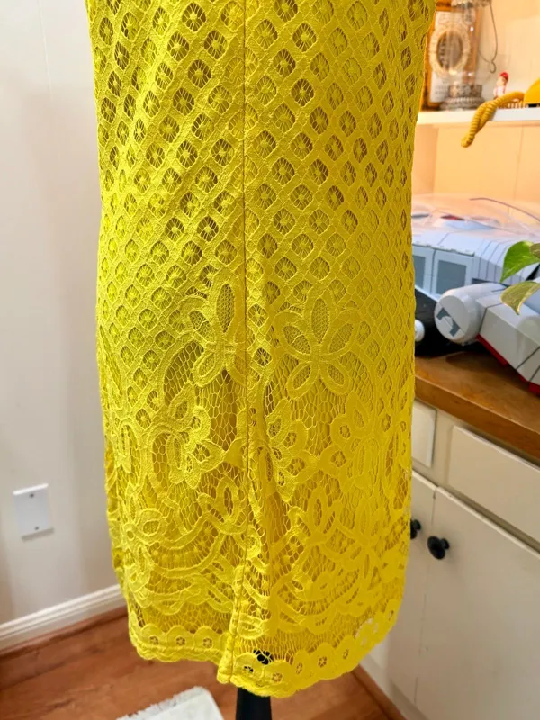 Zac & Rachel Yellow Lace Dress Size 10 Lined Wedding Guest Summer Floral Feminin - Image 5