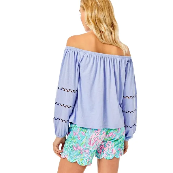 Lilly Pulitzer KATT Top Periwinkle Purple Off‎ Shoulder Long Sleeve S NWT - Image 2
