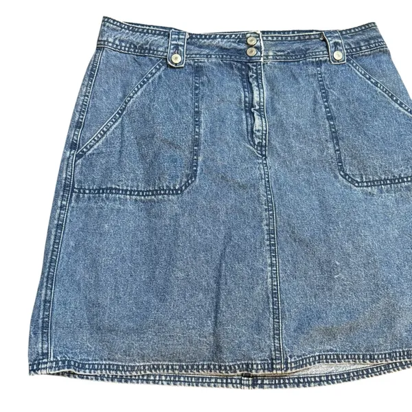 Vintage Liz Claiborne Denim Skort 90s Jean Skirt Shorts Y2K Utility‎ Style Sz 14 - Image 7