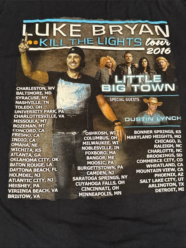 Luke Bryan 2016 Kill the Light Tour Unisex Tshirt see measurments - Image 3