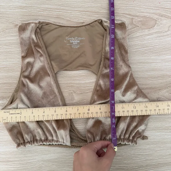 Frankies Bikinis Medium Suki Crushed Velvet Set Tan Beige Swim Minimal Cheeky - Image 10