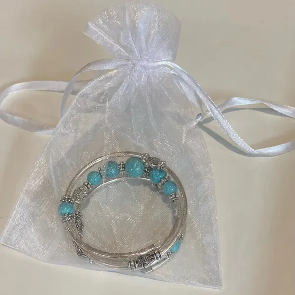 SLINKY BRACELET Women’s Coil Style‎ Bracelet with Charms Turquoise NWOT - Image 4