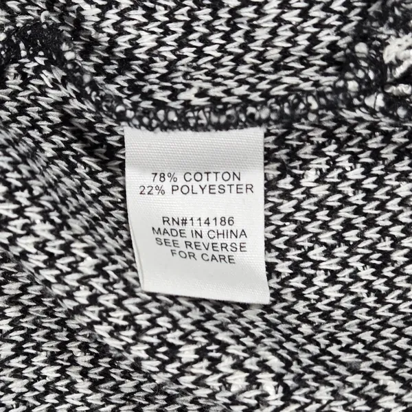 Adyson Parker Womens Blazer Jacket Black White Textured Open Front Long Sleeve L - Image 5