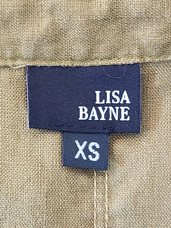 Lisa Bayne Olive Green Linen Asymmetrical Hem Tunic Size XS - Image 9