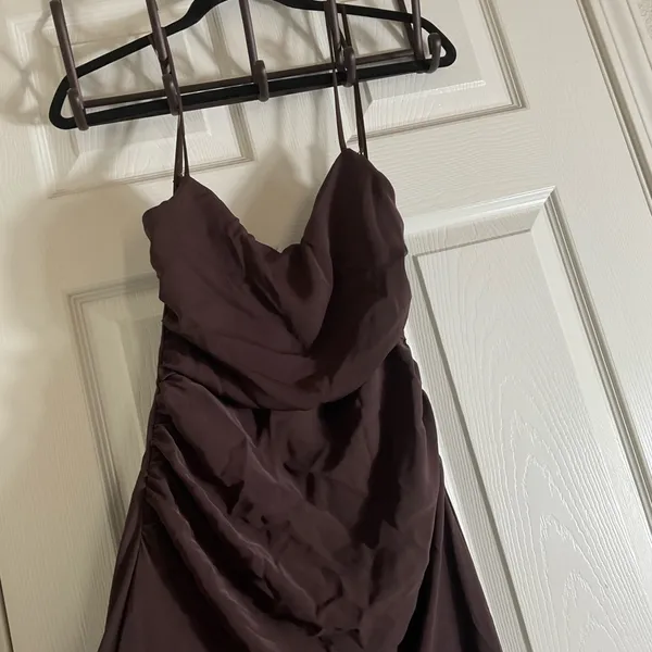 NWT Zara brown open-back maxi dress with back ruching size large - Image 8