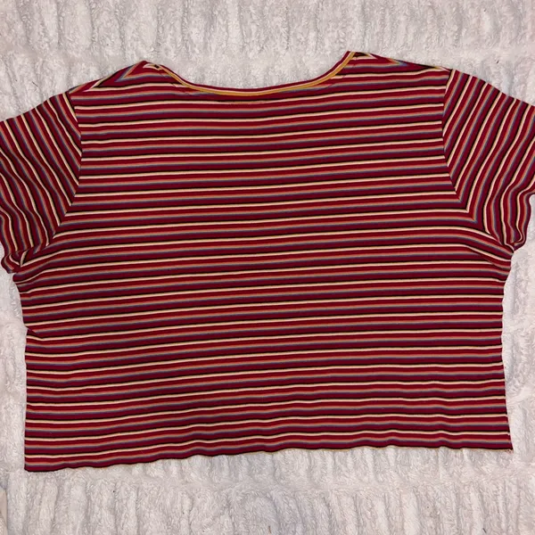 Stylish Striped Short Sleeve Top in Red and Yellow - Image 4