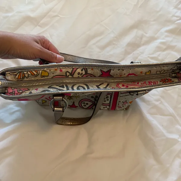 Coach Poppy Butterfly Graffiti Pink Silver Shoulder Bag Y2K Rare #F15712 - Image 4