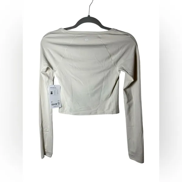 Athleta Transcend‎ Long Sleeve Crop Top cream Scoop Neck Size XS NWT - Image 6