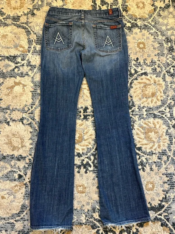 7 For All Mankind *A*Pocket Boot Cut Women’s 27”X33” Made In USA VTG Y2K LowRise - Image 2