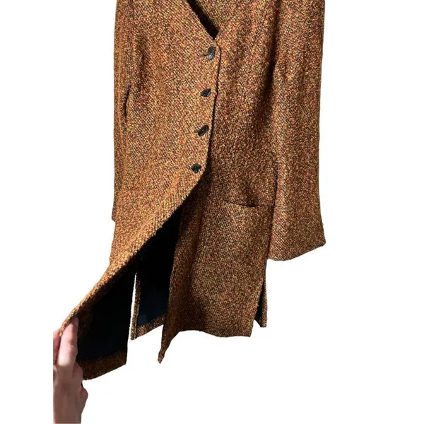 Vintage F.L Malik Tweed Long Line‎ Coat Size M - Image 5