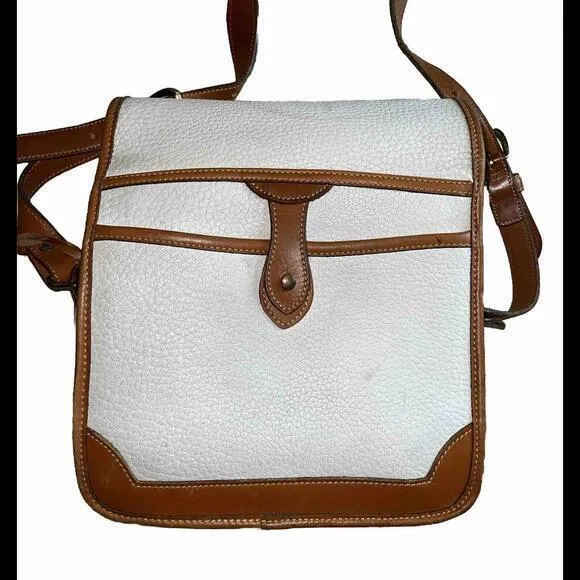 VTG Dooney & Bourke Tan/Cream/Brown Purse Signature Logo Buckle‎ Handbag - Image 4