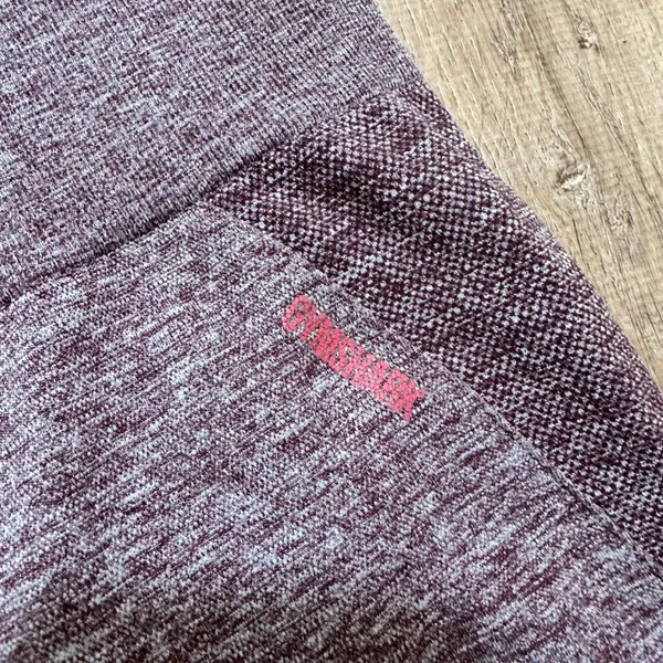Gymshark | Maroon Grey Marl‎ Knit Flex High Waisted Seamless Leggings, Size S - Image 3
