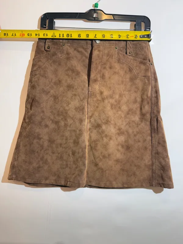 NWT Free People Suzy Chocolate Suede-Look Brown Midi Skirt A-Line Skirt Size 25 - Image 4