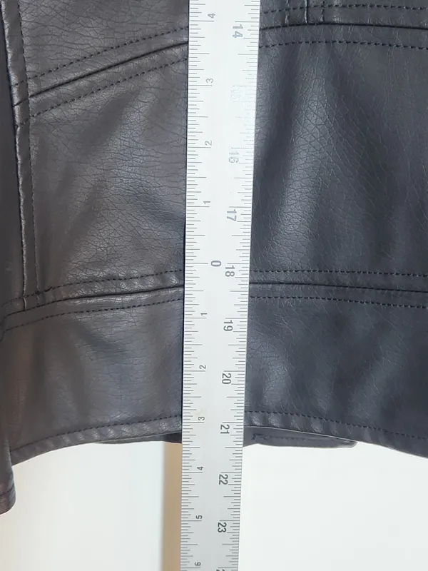 Celebrity Pink Black Faux Leather Moto Jacket Size Medium - Image 10