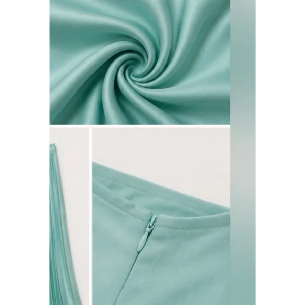 Zara‎ Womens Seafoam Aqua Blue Pleated Satin Midi Skirt High Waist Size Medium - Image 3