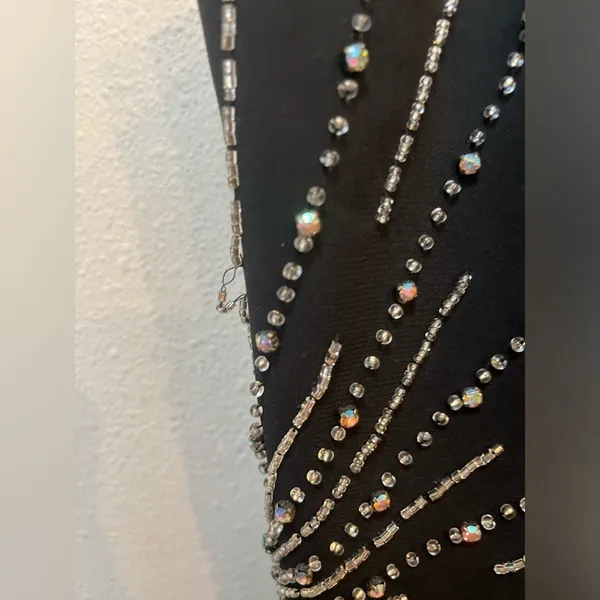 Vintage 90s May Queen Black Sequin Maxi Dress Formal Prom Evening Size 8 - Image 8