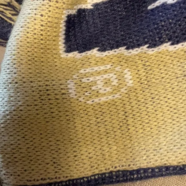 Gold and Purple Knit Scarf with Fringe - Image 7